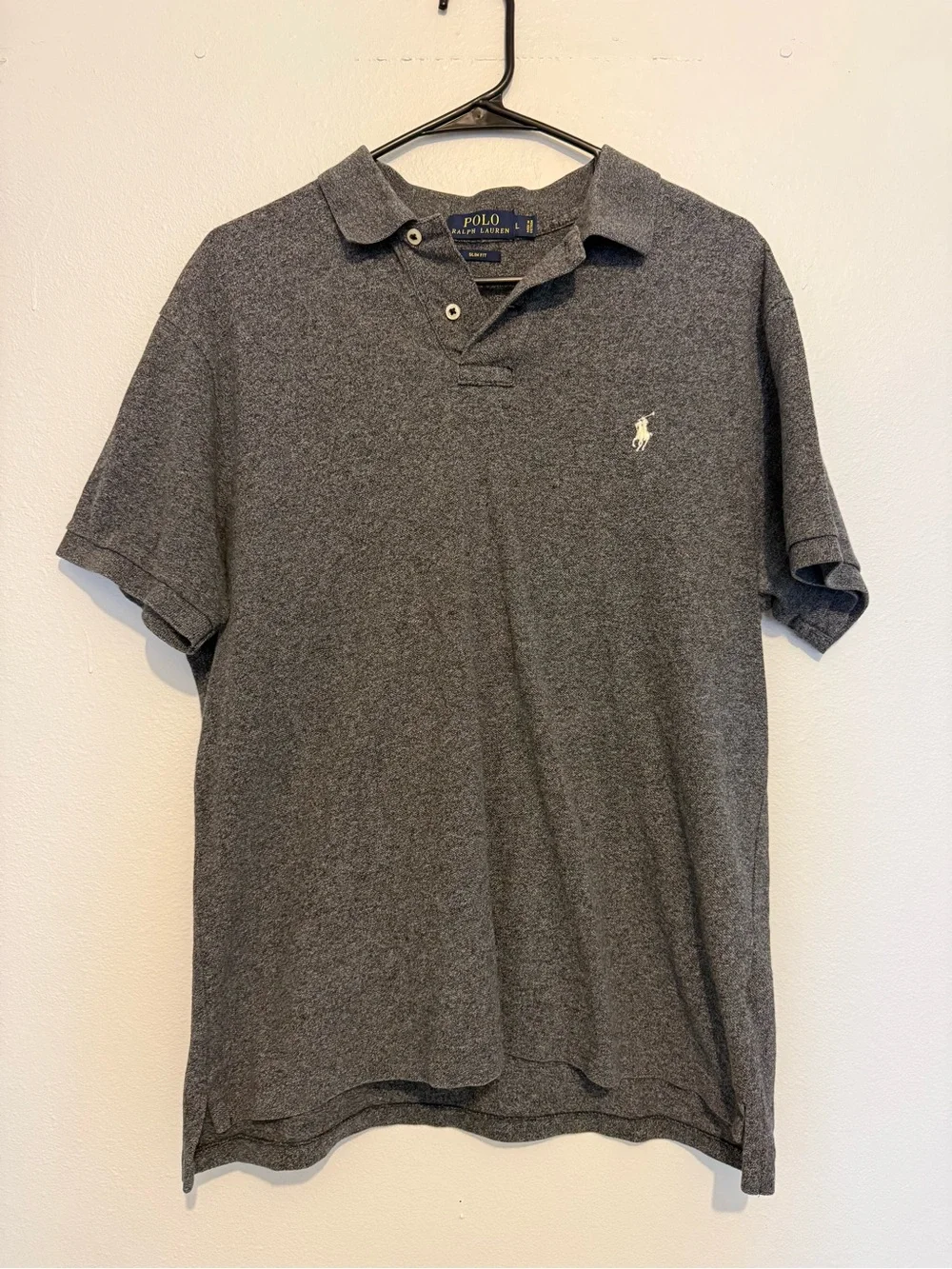 Ralph Lauren Men's Dark Heather Gray Polo with Embroidered Pony